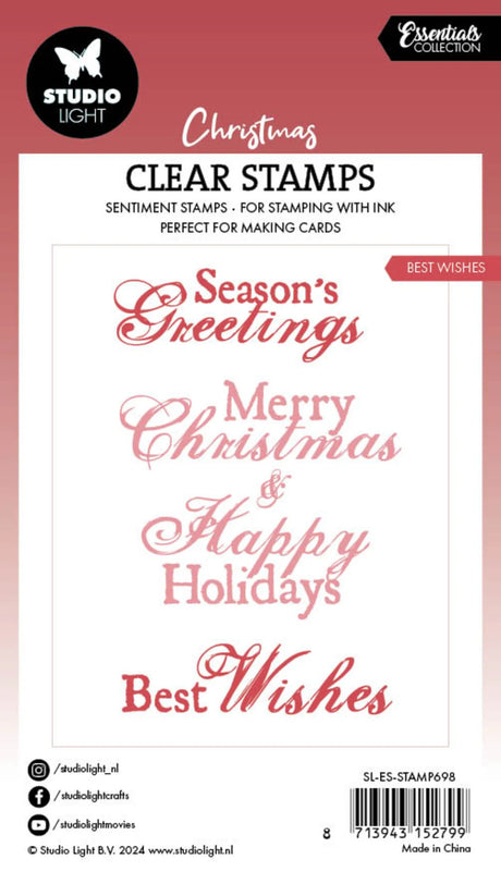 Studio Light Best Wishes Christmas Essentials Clear Stamp