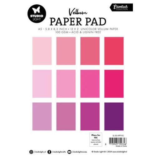 Studio Light Shades of Pink A5 Essentials Vellum Paper Pad (SL-ES-VPP192)