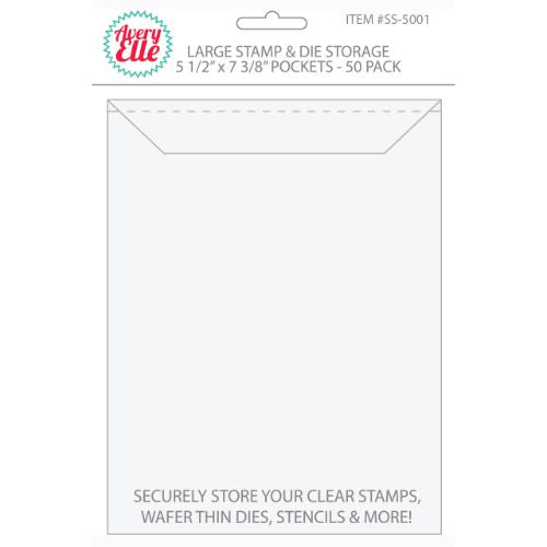 Avery Elle -  Large Stamp &amp; Die Storage Pockets - 5-1/2 x 7-1/4 Set of 50 - Postage as per Actual - Krafters Cart
