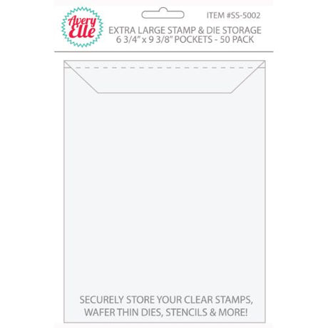 Avery Elle - Extra Large Stamp & Die Storage Pockets - 6 3/4" x 9 3/8" Set of 50 - Postage as per Actual - Krafters Cart