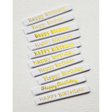 Memory Box - Happy Birthday Foil Greetings White Tabs