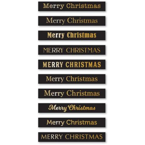 Memory Box - Merry Christmas Foil Greetings Black Tabs