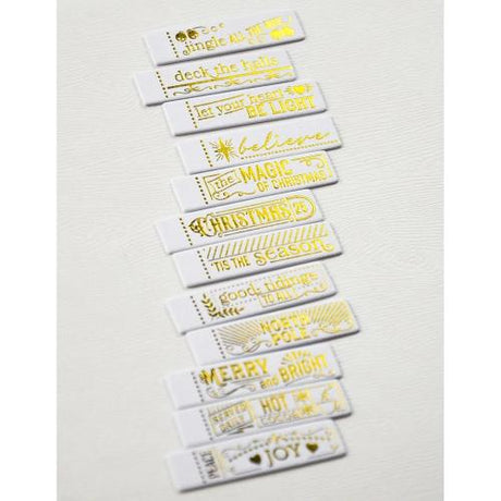 Memory Box - Christmas Magic Labels White Foil Tabs
