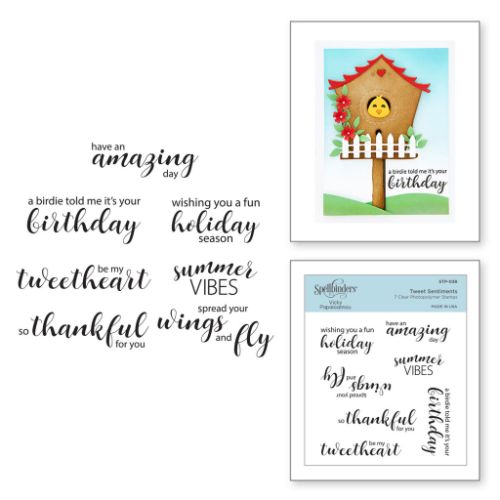 Spellbinders - Tweet Sentiments Clear Stamps from Birdhouses Through the Seasons by Vicky Papaioannou