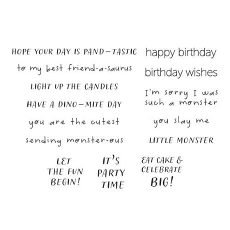 Spellbinders - Monster Birthday Sentiments Clear Stamp Set