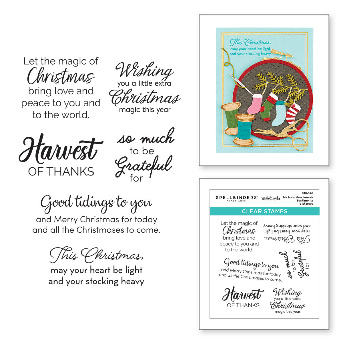 Spellbinders - Nichol's Needlework Sentiments Clear Stamp Set