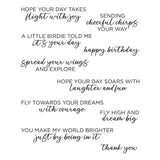 Spellbinders - Spread Your Wings Sentiments Clear Stamp Set from the Cheerful Chirps Collection