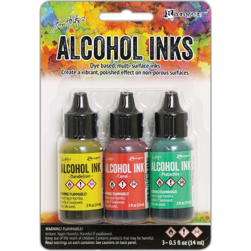 Tim Holtz Alcohol Ink .5oz 3/Pkg Key West-Dandelion/Coral/Pistachio