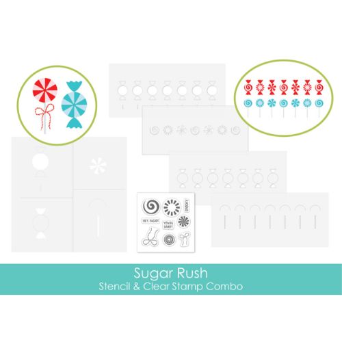 Taylored Expressions - Sugar Rush Stencil & Clear Stamp Combo