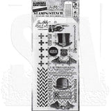 Tim Holtz Mixed-Media Stamps & Stencil Set: Distinguished, Plus and Herringbone THMM116