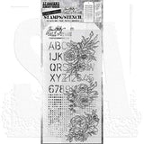 Tim Holtz Mixed-Media Stamps & Stencil Set: Floral Outlines, Schoolhouse and Dot Fade THMM138