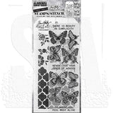 Tim Holtz Mixed-Media Stamps & Stencil Set: Flutter, Floral and Trellis  THMM144