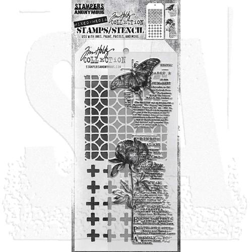 Tim Holtz Mixed-Media Stamps & Stencil Set: Botanic Collage, Plus and Focus THMM160