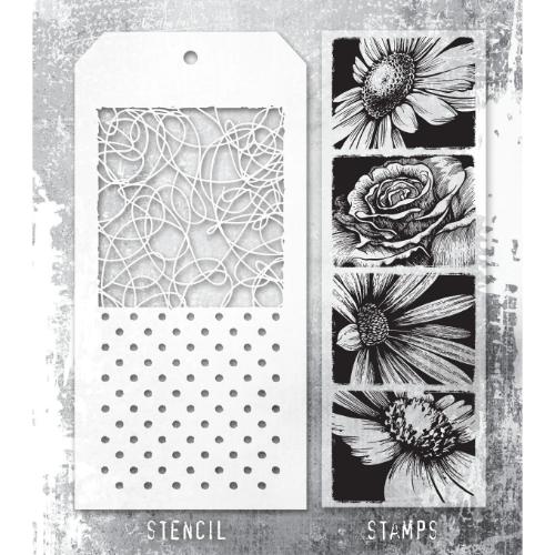 Tim Holtz Mixed-Media Stamps & Stencil Set: Bold Botanicals THMM181