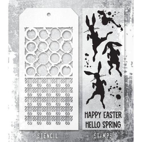 Tim Holtz Mixed-Media Stamps & Stencil Set: Bunny Hop THMM183