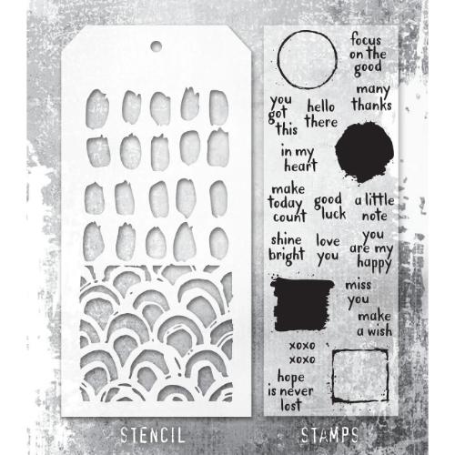 Tim Holtz Mixed-Media Stamps & Stencil Set: Note Quotes THMM184