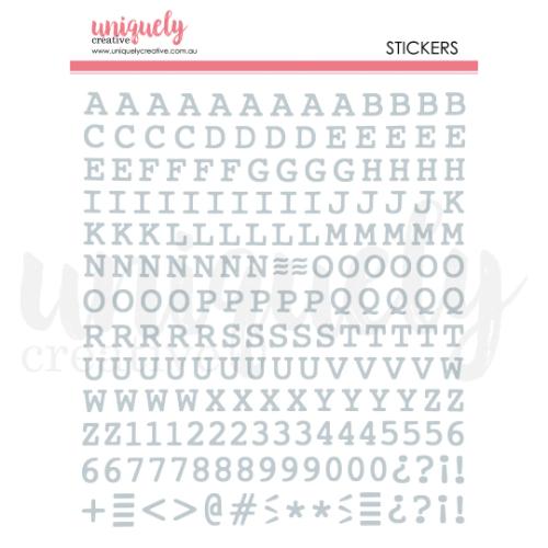 Uniquely Creative - Puffy Silver Alpha Stickers - Uppercase
