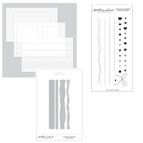 Concord & 9th - Kristina's Finishing Touches Stamp Set (4 x 8), Dies & Stencil Bundle - Postage as per Actual