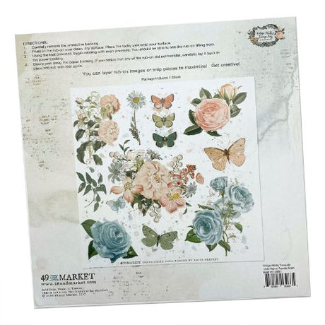 49 And Market Vintage Artistry Tranquility Rub-Ons 12"X12" 1/Sheet - Postage as per Actual