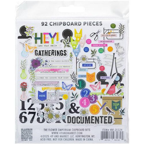 49 And Market Chipboard Bits 92/Pkg The Flower Emporium