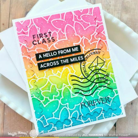 Waffle Flower - Butterfly Background Stencil
