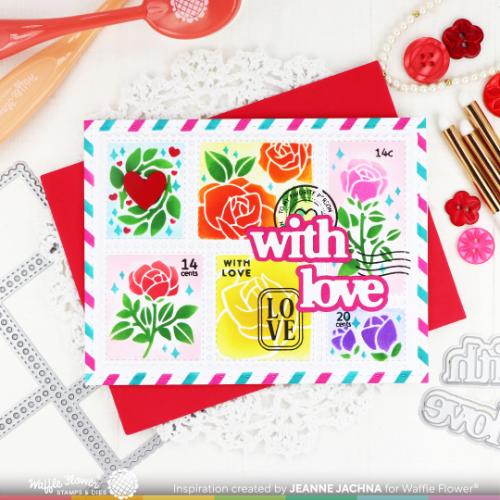 Waffle Flower - Postage Collage Rose Stencil