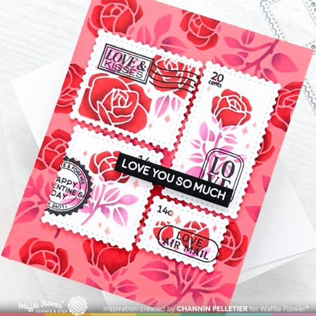 Waffle Flower - Postage Collage Rose Stencil