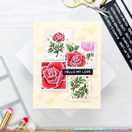 Waffle Flower - Postage Collage Love Stamp Set