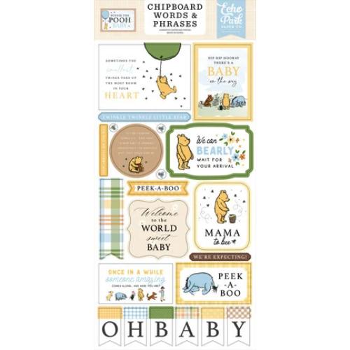 Echo Park Winnie The Pooh Baby Chipboard Word & Phrases (WPB442022) - Postage as per Actual