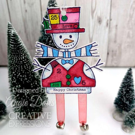 Woodware Clear Singles Wooden Snowman 4 in x 6 in Stamp Set