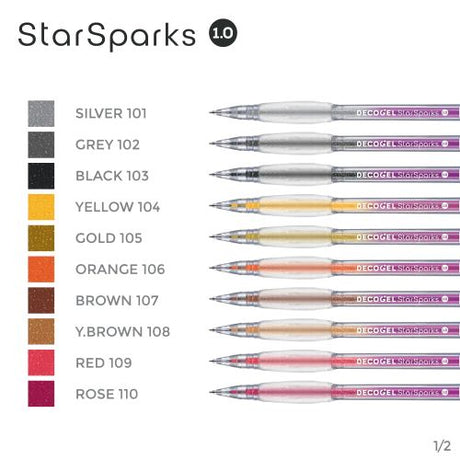 Karin Brushmarker DECOGEL 1.0 COSMIC COlLECTION 50 COLORS (Star Sparks set, Milky Way set, Metallic set) + 10 free refills - Postage as per Actual