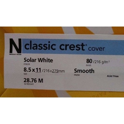 Neenah Paper-neenah 110lb Classic Crest Cardstock 8.5x11 Solar White for  sale online